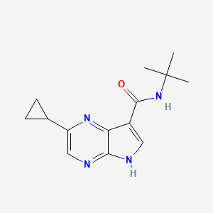 molecular formula C14H18N4O B13100482 N-(tert-Butyl)-2-cyclopropyl-5H-pyrrolo[2,3-b]pyrazine-7-carboxamide 