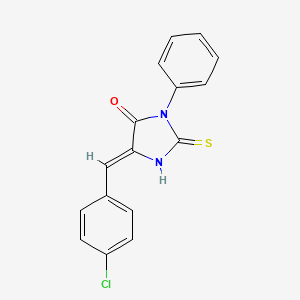 molecular formula C16H11ClN2OS B1310050 5-((4-Chlorophenyl)methylene)-3-phenyl-2-thioxo-4-imidazolidinone CAS No. 15985-17-8