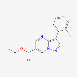 molecular formula C16H14ClN3O2 B13100516 Ethyl 3-(2-chlorophenyl)-7-methylpyrazolo[1,5-a]pyrimidine-6-carboxylate CAS No. 1956369-95-1