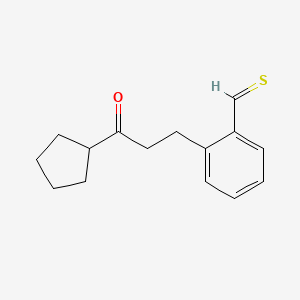 molecular formula C15H18OS B13100547 Cyclopentyl2-(2-thiomethylphenyl)ethylketone 