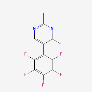 molecular formula C12H7F5N2 B13100998 2,4-Dimethyl-5-(perfluorophenyl)pyrimidine 