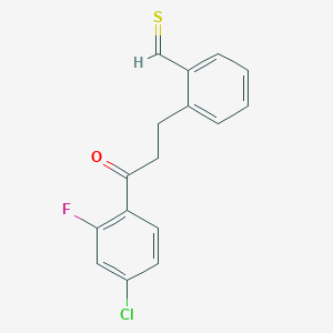 2-[3-(4-Chloro-2-fluorophenyl)-3-oxopropyl]thiobenzaldehyde