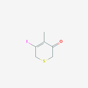 molecular formula C6H7IOS B13101284 5-Iodo-4-methyl-2H-thiopyran-3(6H)-one CAS No. 141666-61-7