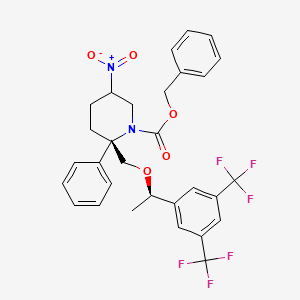 (2S)-Benzyl 2-(((R)-1-(3,5-bis(trifluoromethyl)phenyl)ethoxy)methyl)-5-nitro-2-phenylpiperidine-1-carboxylate