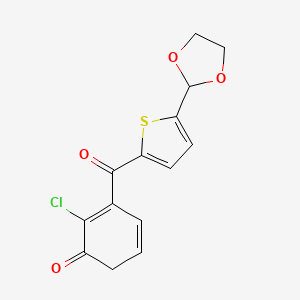 2-Chloro-3-[5-(1,3-dioxolan-2-yl)thiophene-2-carbonyl]cyclohexa-2,4-dien-1-one