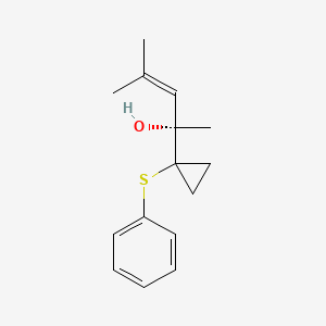 molecular formula C15H20OS B13102097 (S)-4-Methyl-2-(1-(phenylthio)cyclopropyl)pent-3-EN-2-OL 