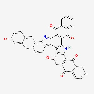 molecular formula C42H18N2O6 B13102188 17,30-diazaundecacyclo[27.15.0.02,18.03,16.06,15.08,13.019,28.021,26.031,44.032,41.034,39]tetratetraconta-1(44),2(18),3(16),6(15),8,10,12,19(28),21,23,25,29,31,33,35,38,40,42-octadecaene-4,7,14,20,27,37-hexone 