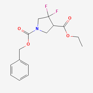 molecular formula C15H17F2NO4 B13102236 1-Benzyl 3-ethyl 4,4-difluoropyrrolidine-1,3-dicarboxylate 