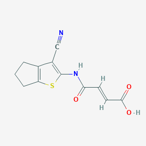 molecular formula C12H10N2O3S B1310225 3-(3-Cyano-5,6-dihydro-4H-cyclopenta[b]thiophen-2-ylcarbamoyl)-acrylic acid CAS No. 314282-77-4