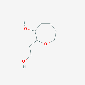 molecular formula C8H16O3 B13102513 2-(2-Hydroxyethyl)oxepan-3-ol 