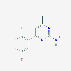 molecular formula C11H9FIN3 B13102588 4-Methyl-6-(2-iodo-5-fluorophenyl)pyrimidin-2-amine CAS No. 913322-53-9