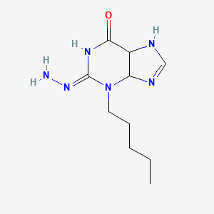 molecular formula C10H18N6O B13102662 (E)-2-Hydrazono-3-pentyl-1,2,3,4,5,7-hexahydropurin-6-one 