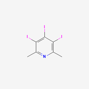 molecular formula C7H6I3N B13102759 3,4,5-Triiodo-2,6-dimethylpyridine 