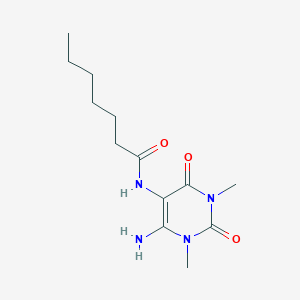 molecular formula C13H22N4O3 B13102770 N-(6-Amino-1,3-dimethyl-2,4-dioxo-1,2,3,4-tetrahydropyrimidin-5-yl)heptanamide 