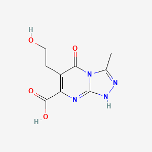 molecular formula C9H10N4O4 B1310288 6-(2-Hydroxy-ethyl)-3-methyl-5-oxo-5,8-dihydro-[1,2,4]triazolo[4,3-a]pyrimidine-7-carboxylic acid CAS No. 879058-32-9
