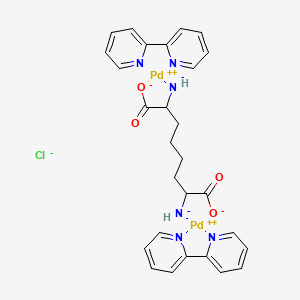 molecular formula C28H28ClN6O4Pd2- B13103327 2,7-Diaminooctanedioate,palladium,2-pyridin-2-ylpyridine,dichloride 