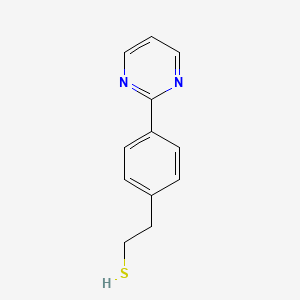 molecular formula C12H12N2S B13103579 2-[4-(2-Pyrimidinyl)phenyl]ethanethiol CAS No. 545424-24-6