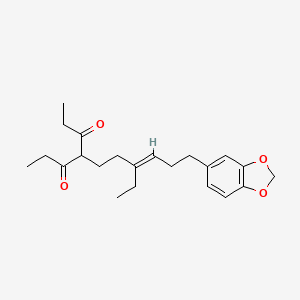 molecular formula C22H30O4 B13104326 4-[(E)-6-(1,3-benzodioxol-5-yl)-3-ethyl-hex-3-enyl]heptane-3,5-dione 