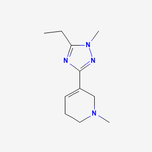 molecular formula C11H18N4 B13104586 5-(5-Ethyl-1-methyl-1H-1,2,4-triazol-3-yl)-1-methyl-1,2,3,6-tetrahydropyridine 