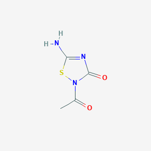 molecular formula C4H5N3O2S B13104606 2-Acetyl-5-amino-1,2,4-thiadiazol-3(2H)-one 