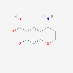 molecular formula C11H13NO4 B13104673 4-Amino-7-methoxychromane-6-carboxylicacidhydrochloride 