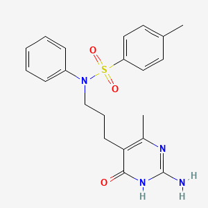 molecular formula C21H24N4O3S B13104683 N-(3-(2-Amino-4-methyl-6-oxo-1,6-dihydropyrimidin-5-yl)propyl)-4-methyl-N-phenylbenzenesulfonamide CAS No. 984-65-6