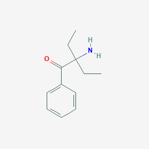 molecular formula C12H17NO B13104731 2-Amino-2-ethyl-1-phenylbutan-1-one 