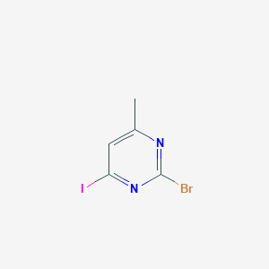 molecular formula C5H4BrIN2 B13106209 2-Bromo-4-iodo-6-methylpyrimidine 