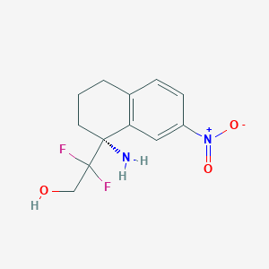 molecular formula C12H14F2N2O3 B13106243 (R)-2-(1-Amino-7-nitro-1,2,3,4-tetrahydronaphthalen-1-YL)-2,2-difluoroethanol 