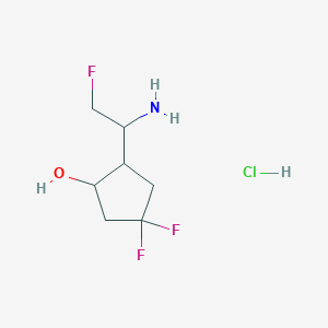 molecular formula C7H13ClF3NO B13106613 2-(1-Amino-2-fluoroethyl)-4,4-difluorocyclopentanol hydrochloride 