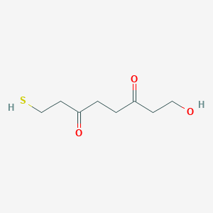 molecular formula C8H14O3S B13106774 1-Hydroxy-8-sulfanyloctane-3,6-dione 