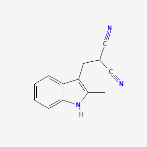 molecular formula C13H11N3 B13106880 2-((2-Methyl-1H-indol-3-yl)methyl)malononitrile 