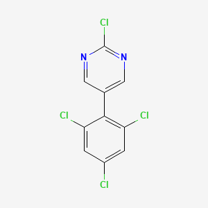 molecular formula C10H4Cl4N2 B13106882 2-Chloro-5-(2,4,6-trichlorophenyl)pyrimidine 