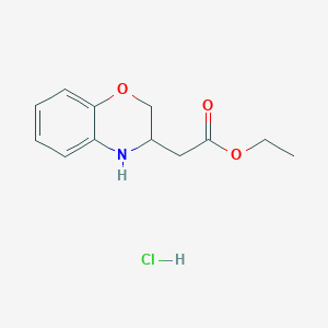 molecular formula C12H16ClNO3 B13106911 Ethyl 2-(3,4-dihydro-2H-benzo[b][1,4]oxazin-3-yl)acetate hydrochloride 