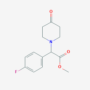 molecular formula C14H16FNO3 B13106970 Methyl 2-(4-fluorophenyl)-2-(4-oxopiperidin-1-YL)acetate CAS No. 1416437-98-3