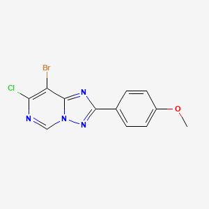 molecular formula C12H8BrClN4O B13106997 8-Bromo-7-chloro-2-(4-methoxyphenyl)-[1,2,4]triazolo[1,5-C]pyrimidine 