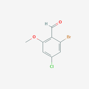 molecular formula C8H6BrClO2 B13107054 2-Bromo-4-chloro-6-methoxybenzaldehyde CAS No. 1474057-92-5