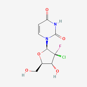 molecular formula C9H10ClFN2O5 B13107127 1-((2R,3S,4R,5R)-3-Chloro-3-fluoro-4-hydroxy-5-(hydroxymethyl)tetrahydrofuran-2-yl)pyrimidine-2,4(1H,3H)-dione 