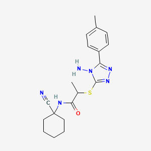 molecular formula C19H24N6OS B13107212 2-((4-Amino-5-(p-tolyl)-4H-1,2,4-triazol-3-yl)thio)-N-(1-cyanocyclohexyl)propanamide 