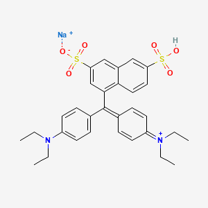 molecular formula C31H34N2NaO6S2+ B13107248 4-((4-(Diethylamino)phenyl)(4-(diethyliminio)cyclohexa-2,5-dien-1-ylidene)methyl)-7-sulfonaphthalene-2-sulfonate,sodiumsalt 