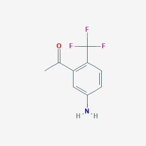 molecular formula C9H8F3NO B13107277 1-(5-Amino-2-(trifluoromethyl)phenyl)ethanone 