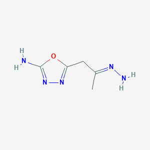 molecular formula C5H9N5O B13107308 5-(2-Hydrazonopropyl)-1,3,4-oxadiazol-2-amine 