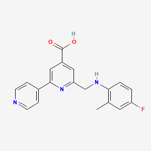 molecular formula C19H16FN3O2 B13107356 6-(((4-Fluoro-2-methylphenyl)amino)methyl)-[2,4'-bipyridine]-4-carboxylic acid 