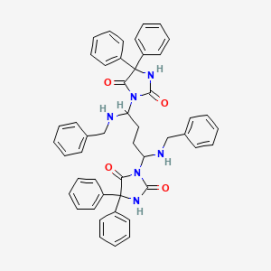 molecular formula C48H44N6O4 B13107489 3,3'-(1,4-Bis(benzylamino)butane-1,4-diyl)bis(5,5-diphenylimidazolidine-2,4-dione) CAS No. 21322-38-3