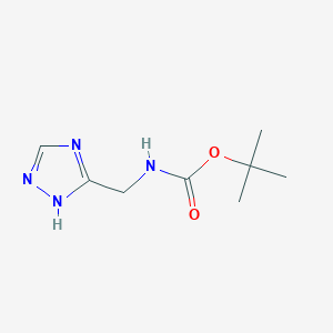 molecular formula C8H14N4O2 B13107492 tert-Butyl ((1H-1,2,4-triazol-5-yl)methyl)carbamate 