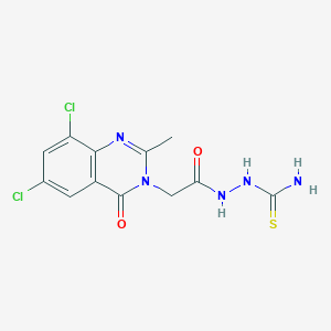 molecular formula C12H11Cl2N5O2S B13107497 [[2-(6,8-Dichloro-2-methyl-4-oxo-quinazolin-3-yl)acetyl]amino]thiourea CAS No. 68241-04-3