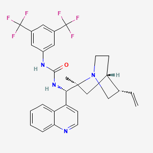 molecular formula C29H28F6N4O B13107570 1-(3,5-Bis(trifluoromethyl)phenyl)-3-((S)-((1S,2S,4S,5S)-2-methyl-5-vinylquinuclidin-2-yl)(quinolin-4-yl)methyl)urea 