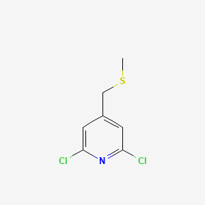 molecular formula C7H7Cl2NS B13107629 2,6-Dichloro-4-((methylthio)methyl)pyridine 