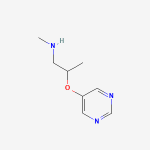 molecular formula C8H13N3O B13107652 N-Methyl-2-(pyrimidin-5-yloxy)propan-1-amine 