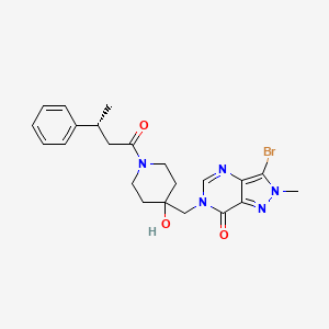 molecular formula C22H26BrN5O3 B13107658 (R)-3-Bromo-6-((4-hydroxy-1-(3-phenylbutanoyl)piperidin-4-yl)methyl)-2-methyl-2H-pyrazolo[4,3-d]pyrimidin-7(6H)-one 